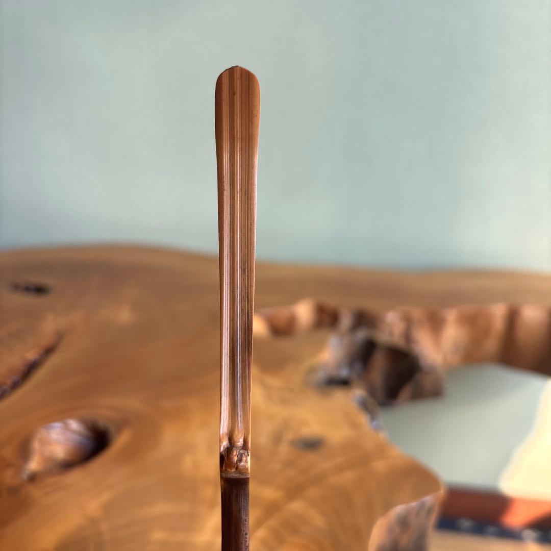 Japanese Bamboo Tea Scoop Chashaku with Bamboo Tube | Calligraphy Inscription | Tea Ceremony Utensil
