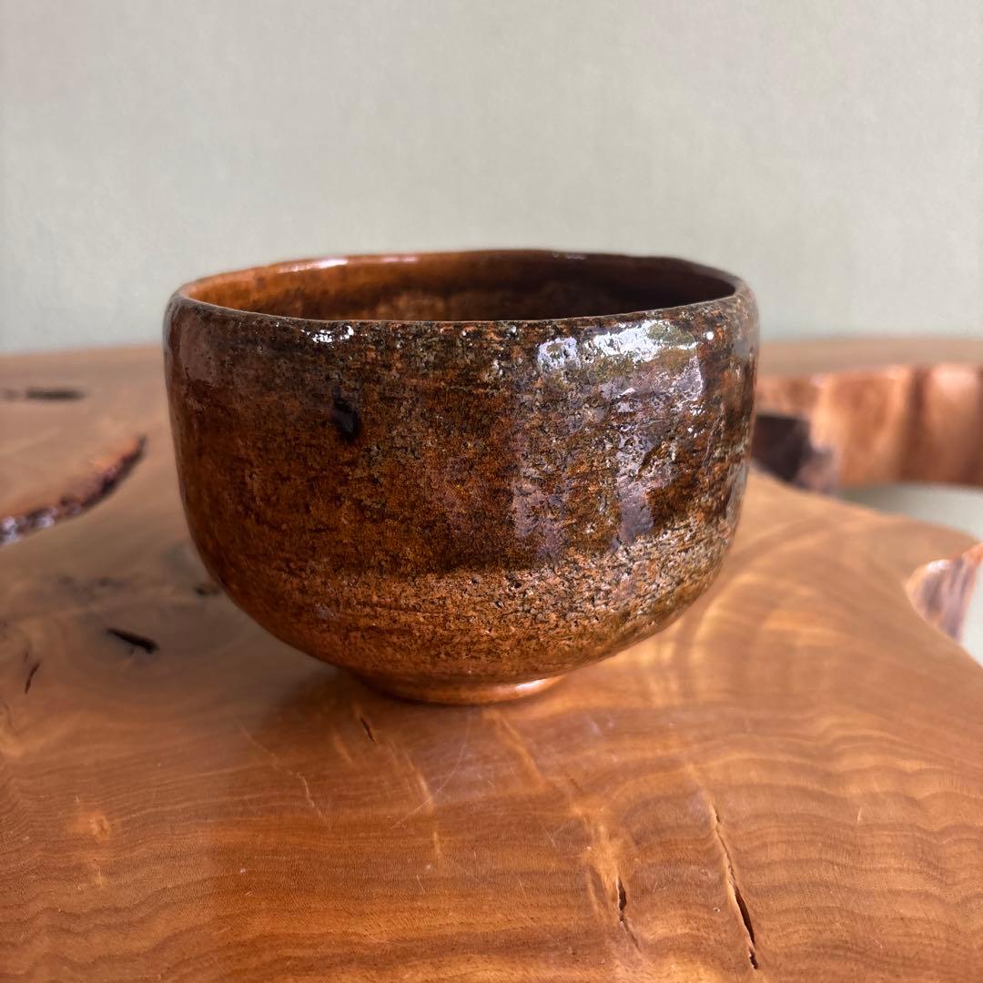Ohi Ware Matcha Bowl by Ohi Ippei — Amber Glaze Chawan with Signed Wooden Box, Kanazawa Ceramic Art