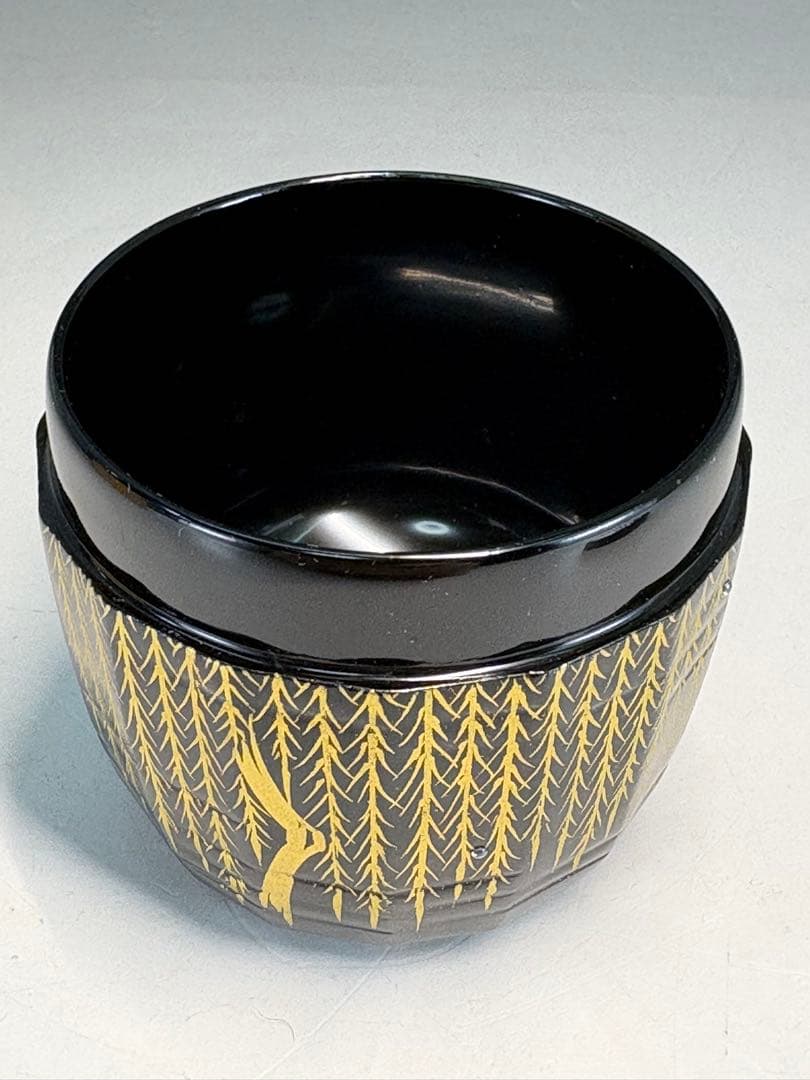 Urasenke Nintokusai-Gonomi Natsume — Ori-Tawame Yanagi by Minowa Ikko | Gold Weeping Willow Maki-e Tea Caddy