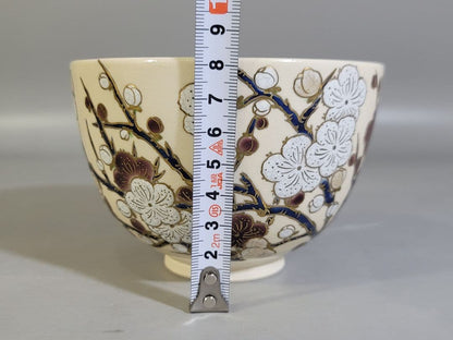 Red White Plum Chawan by Seikanji Shohei – Japanese Tea Bowl – Kyoto Art – Japan