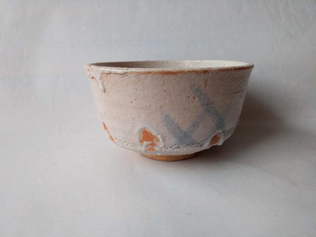 Nonanaka Shunsei | Shino Chawan | Mino Ware Tea Bowl | Thick White Glaze Hi-iro Fire Marks