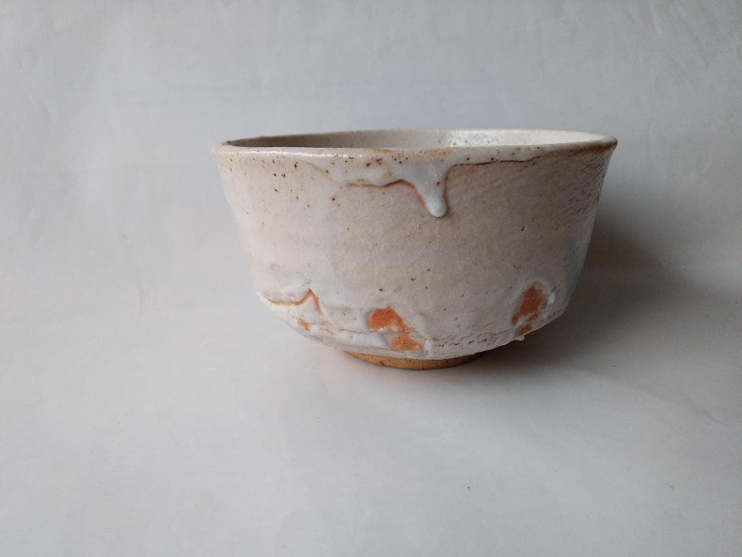 Nonanaka Shunsei | Shino Chawan | Mino Ware Tea Bowl | Thick White Glaze Hi-iro Fire Marks