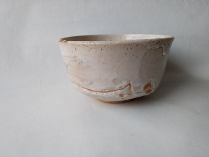 Nonanaka Shunsei | Shino Chawan | Mino Ware Tea Bowl | Thick White Glaze Hi-iro Fire Marks