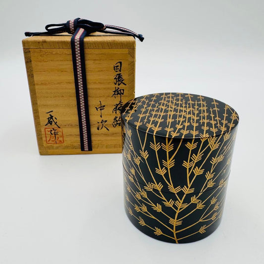 Willow Makie Natsume by Issei – Japanese Nakatsugi Caddy – Lacquer Art – Japan