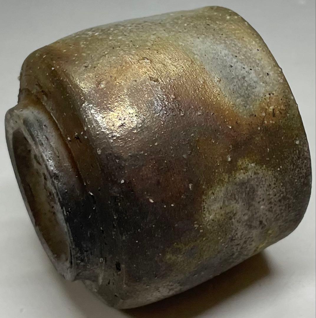 Bizen Guinomi Sake Cup by Matsuda Kazan | Wood Fired Stoneware with Signed Box