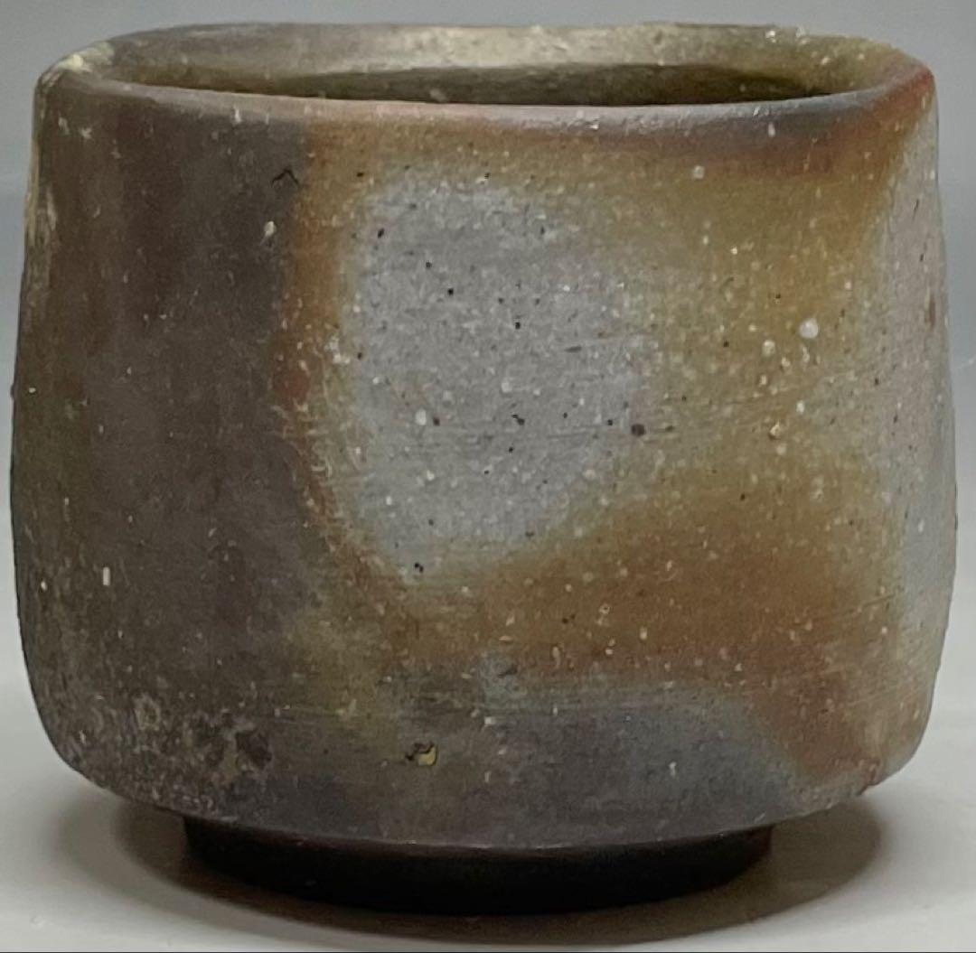 Bizen Guinomi Sake Cup by Matsuda Kazan | Wood Fired Stoneware with Signed Box