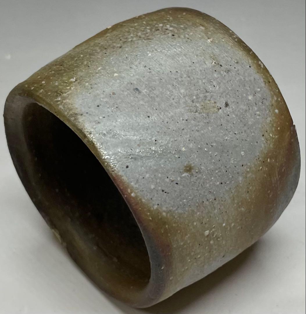 Bizen Guinomi Sake Cup by Matsuda Kazan | Wood Fired Stoneware with Signed Box