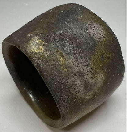 Bizen Guinomi Sake Cup by Matsuda Kazan | Wood Fired Stoneware with Signed Box