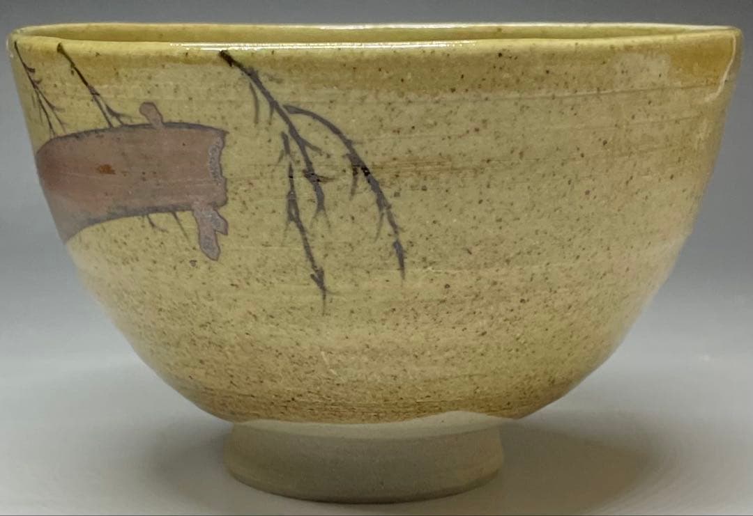 Mushiake Ware Willow Design Tea Bowl by Irie Hakushu - E-Karatsu Style Chawan with Box