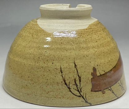 Mushiake Ware Willow Design Tea Bowl by Irie Hakushu - E-Karatsu Style Chawan with Box