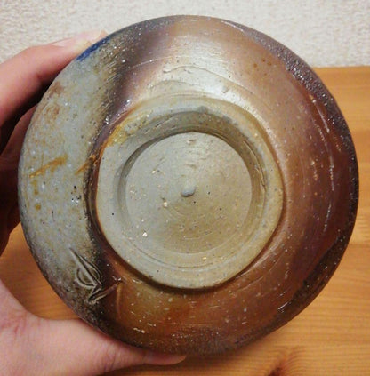 Bizen Ware Chawan by Yamamoto Izuru — Kiln-Change Blue-Grey Tea Bowl, Prefectural Cultural Property