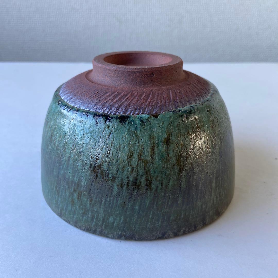 Bronze Ash Glaze Tea Bowl 'Shima' - Heian Gyokuho - Imperial Poetry Theme - Gyoko Kiln