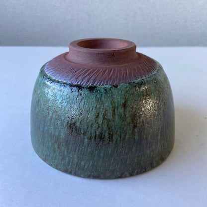 Bronze Ash Glaze Tea Bowl 'Shima' - Heian Gyokuho - Imperial Poetry Theme - Gyoko Kiln
