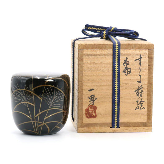 Pampas Grass Gold Maki-e Lacquer Tea Caddy by Saka Kazuo — Wajima Natsume
