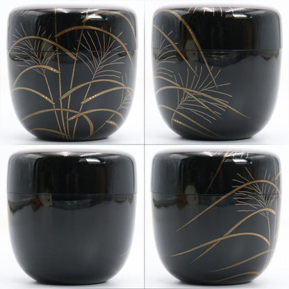 Pampas Grass Gold Maki-e Lacquer Tea Caddy by Saka Kazuo — Wajima Natsume