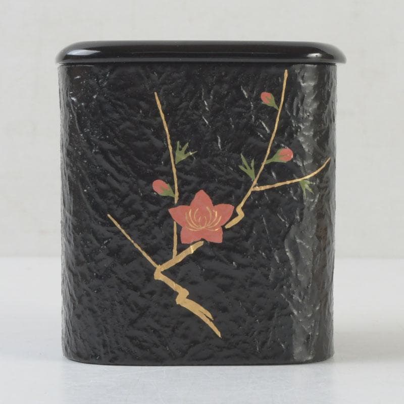 Shoho — Tachi-bina Maki-e Ikkan Natsume, Black Lacquer Tea Caddy with Hina Dolls and Plum