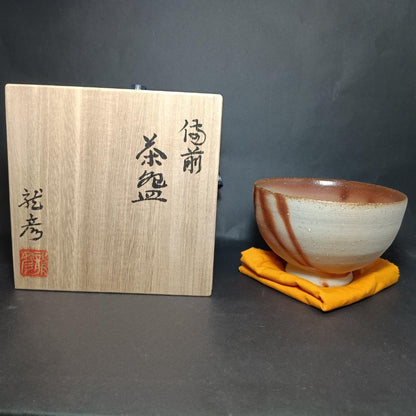 Yasuda Tatsuhiko Bizen Tea Bowl Hidasuki Chawan Ichiyo Kiln Kurashiki