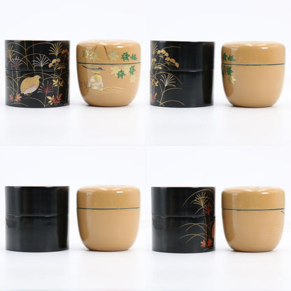 Wada Juhō Four Seasons Usucha Tea Caddy Set — Natsume Kinrinji Nakatsugi Maki-e