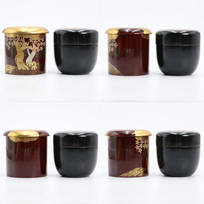 Wada Juhō Four Seasons Usucha Tea Caddy Set — Natsume Kinrinji Nakatsugi Maki-e