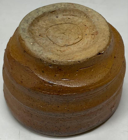 Signed Bizen Guinomi Sake Cup | Wood Fired Stoneware with Ash Glaze and Tomobako