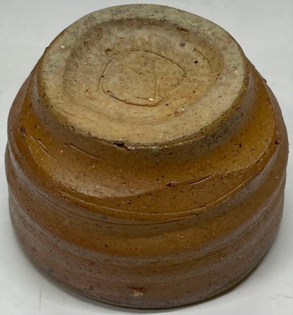 Signed Bizen Guinomi Sake Cup | Wood Fired Stoneware with Ash Glaze and Tomobako