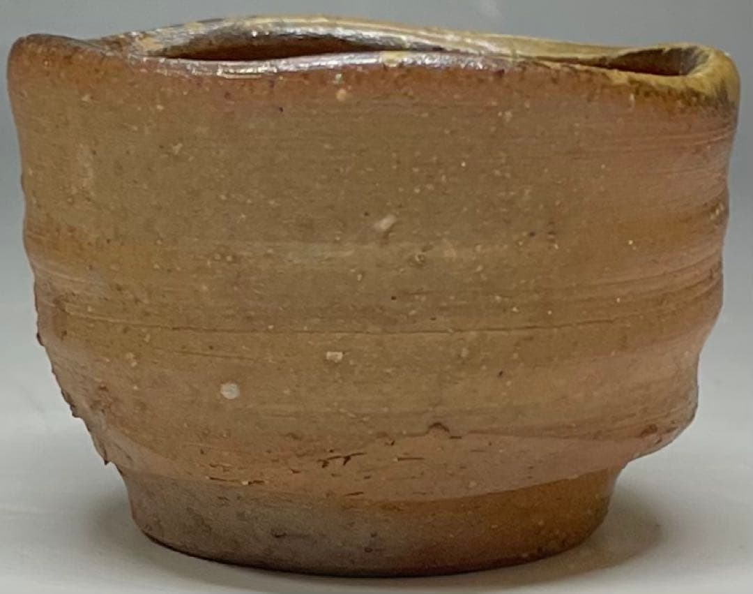 Signed Bizen Guinomi Sake Cup | Wood Fired Stoneware with Ash Glaze and Tomobako