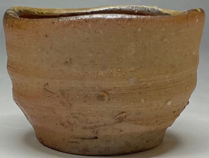 Signed Bizen Guinomi Sake Cup | Wood Fired Stoneware with Ash Glaze and Tomobako