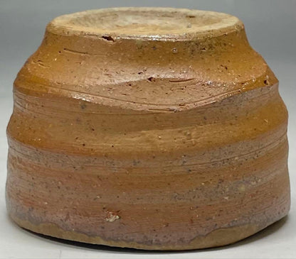 Signed Bizen Guinomi Sake Cup | Wood Fired Stoneware with Ash Glaze and Tomobako