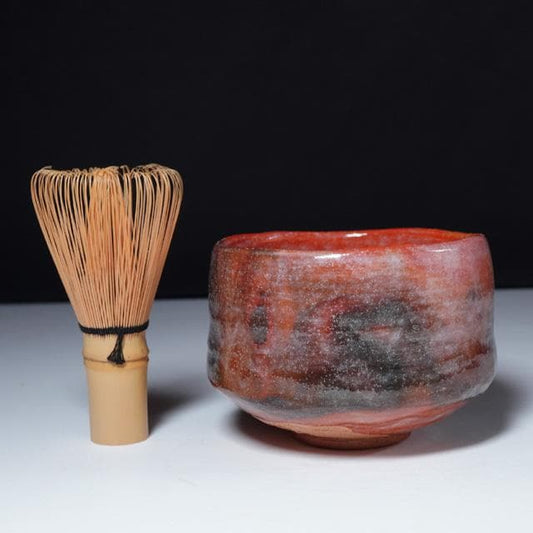 8th Generation Kikkō Jūsanken Red Raku Chawan — Osaka Lineage Tea Bowl