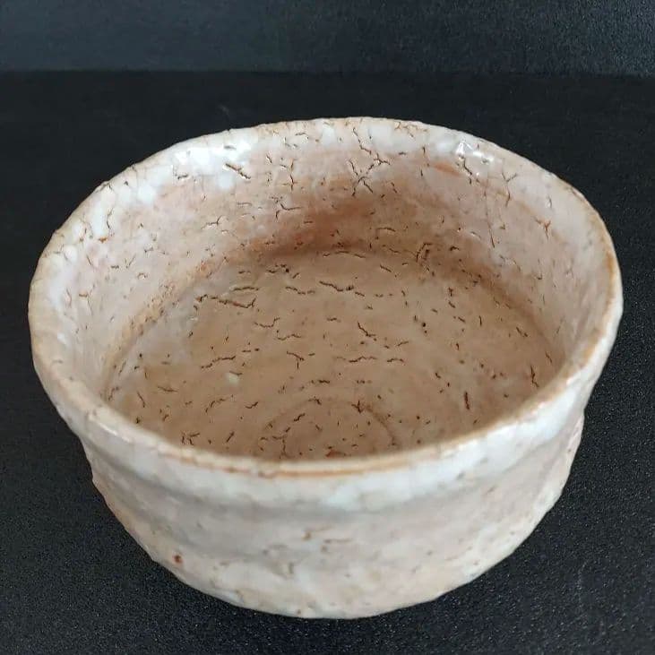 Authentic Hagi-yaki Matcha Bowl by Udagawa Seiya, Pale Beige Glaze
