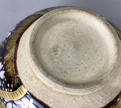 Zeze Ware Night Cherry Blossom Tea Bowl by Kagerou-en - Iro-e Yozakura Chawan