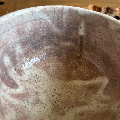 Hagi Ware Matcha Bowl — Tamago-de Glaze with Gohon Blush, Artist Signed Tomobako