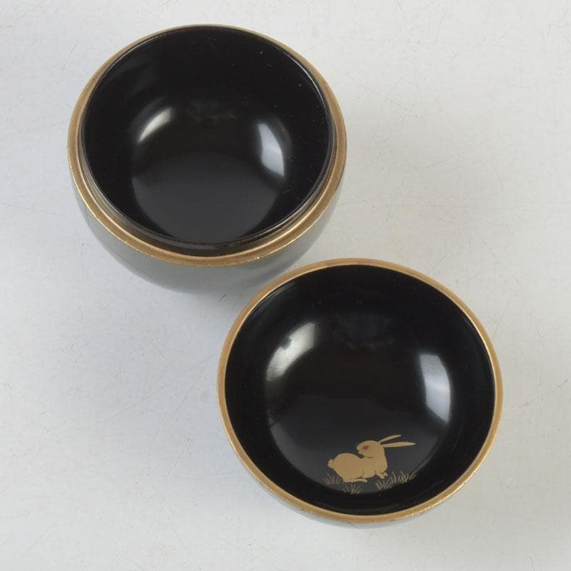 Miyata Sōkei Tsukimi Rabbit Gold Maki-e Maru-Natsume Tea Caddy