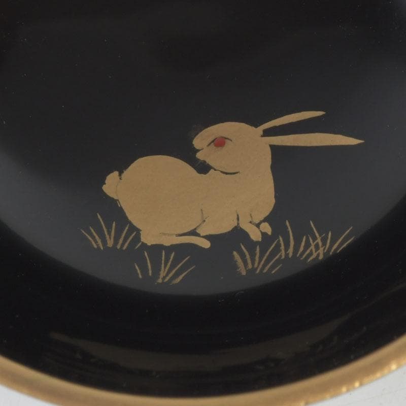 Miyata Sōkei Tsukimi Rabbit Gold Maki-e Maru-Natsume Tea Caddy