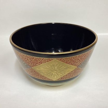 Kato Shoko — Hishi Kikusui Chawan, Indigo & Gold, Tomobako