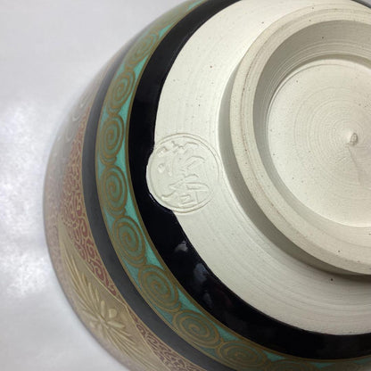 Kato Shoko — Hishi Kikusui Chawan, Indigo & Gold, Tomobako