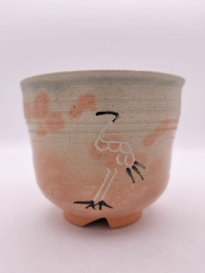 Fukumori Hiroshi Gohon Tachizuru Tsutsu Chawan — Standing Crane