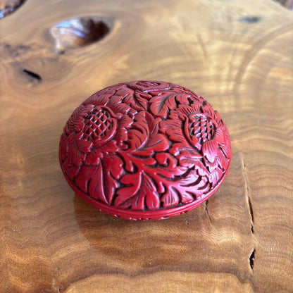Minohara Koichi | Murakami Tsuishu Kogo | Carved Red Lacquer Peony | Niigata | Tomobako