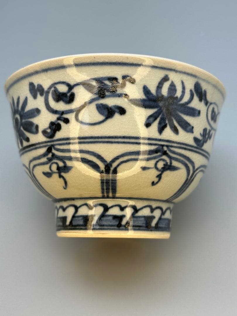 Makuzu Kosai Annan-Style Chawan — Blue Arabesque Tea Bowl from Kyoto's Makuzu Kiln