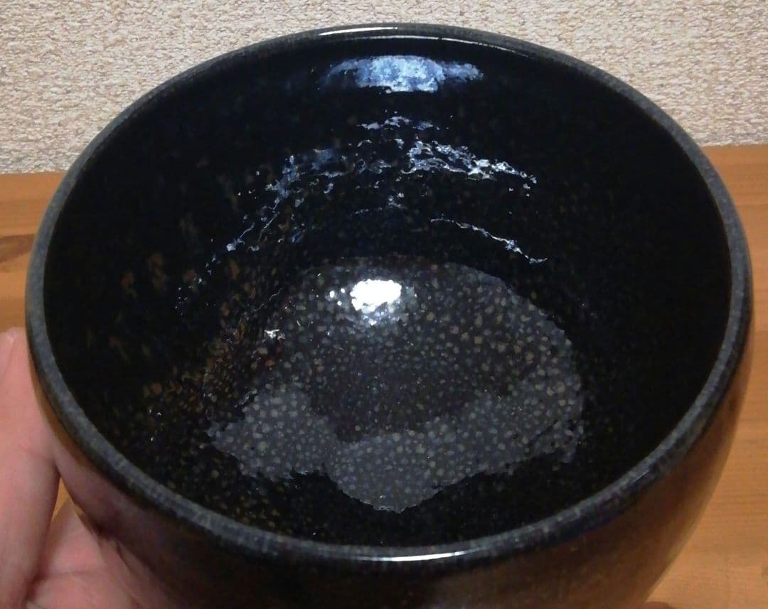 Kikuchi Akira Oil Spot Tenmoku Tea Bowl Yuteki Chawan Gold Silver Glaze