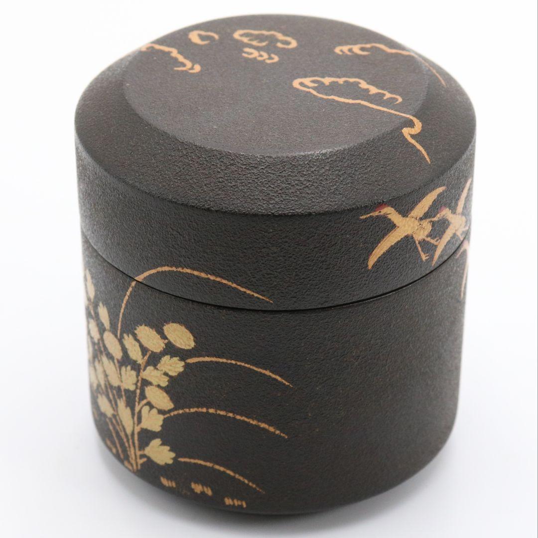 Yukifuki Nakatsugi Tea Caddy by Shoun - Crane and Chrysanthemum Maki-e