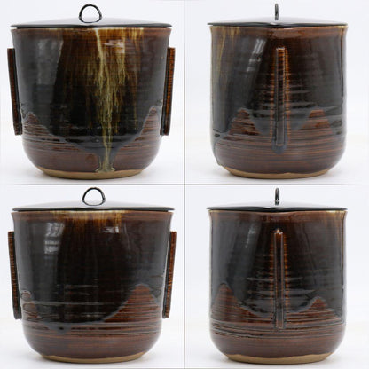 Takatori-yaki Mizusashi Water Jar with Ears by Aoyagi Suiho — Tantansai Attribution