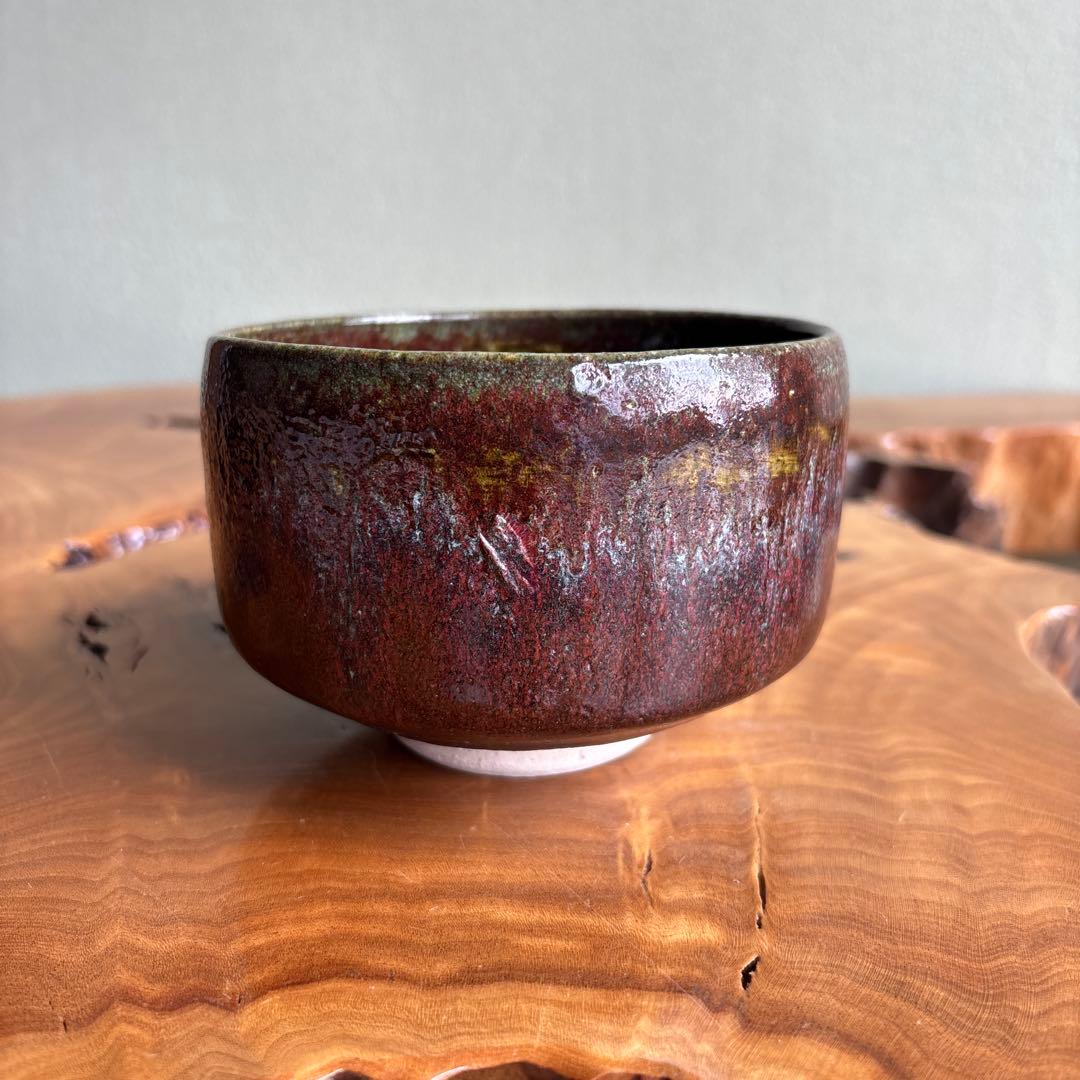 Yashima-yaki Matcha Bowl — Iron Red & Layered Green Glaze, Sanuki Kiln, Japan