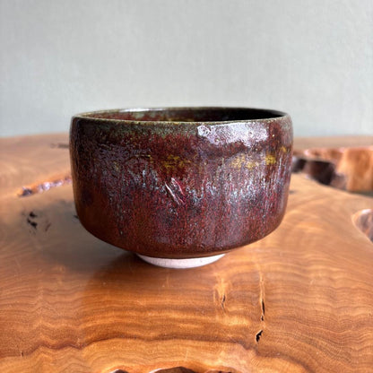 Yashima-yaki Matcha Bowl — Iron Red & Layered Green Glaze, Sanuki Kiln, Japan