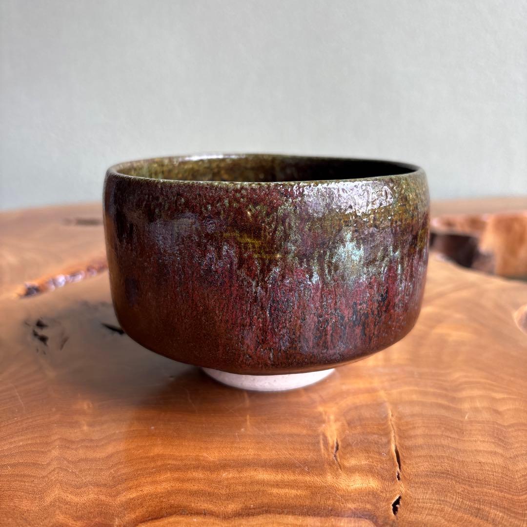 Yashima-yaki Matcha Bowl — Iron Red & Layered Green Glaze, Sanuki Kiln, Japan
