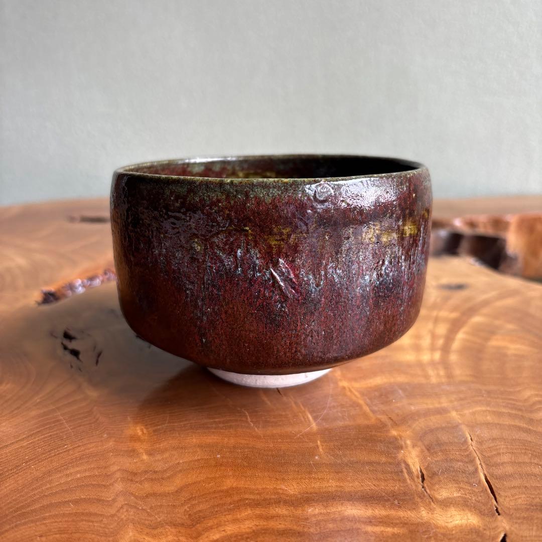 Yashima-yaki Matcha Bowl — Iron Red & Layered Green Glaze, Sanuki Kiln, Japan