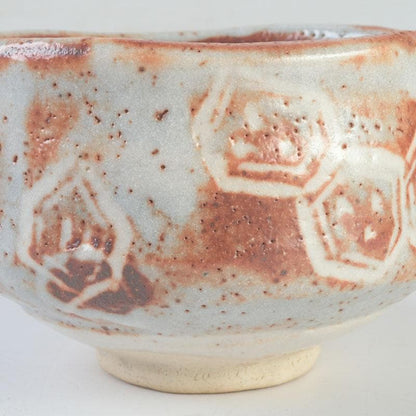 Nezumi Shino Tea Bowl with Incised Geometric Patterns by Kato Mitsuemon