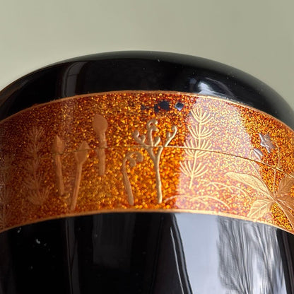 Ō-Natsume Shunshū Maki-e Tea Caddy – Nashiji Gold Band – Okuhara Shōun – Spring Autumn – Japan