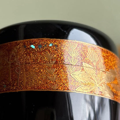 Ō-Natsume Shunshū Maki-e Tea Caddy – Nashiji Gold Band – Okuhara Shōun – Spring Autumn – Japan