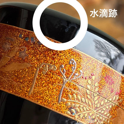 Ō-Natsume Shunshū Maki-e Tea Caddy – Nashiji Gold Band – Okuhara Shōun – Spring Autumn – Japan